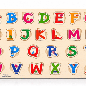 Wooden Alphabet Puzzle for Kids with colorful A to Z letters and animal illustrations